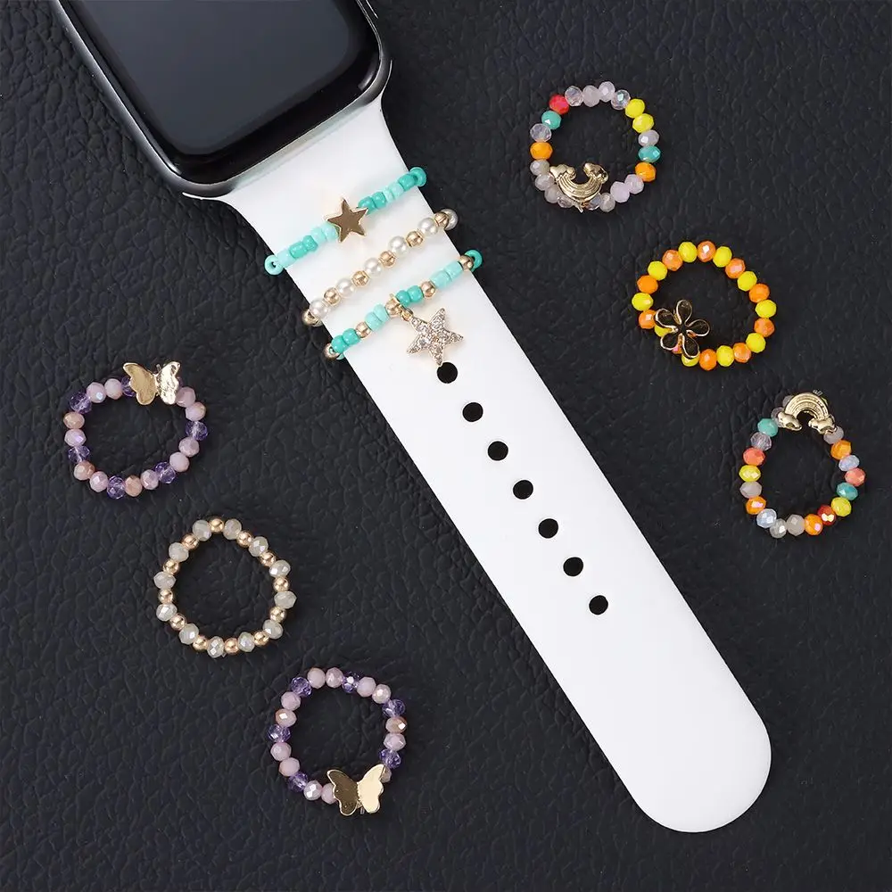 Metal Charms Decorative Ring For Apple Watch Band Diamond Ornament Smart Watch Silicone Strap Accessories For iwatch Bracelet