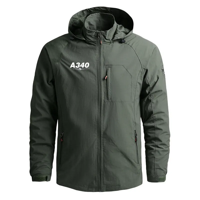 

2025 Zipper Casual Outdoor Military Hooded Flight Airbus A340 Jacket for Men Clothing Waterproof Windbreaker Man Coat Jackets