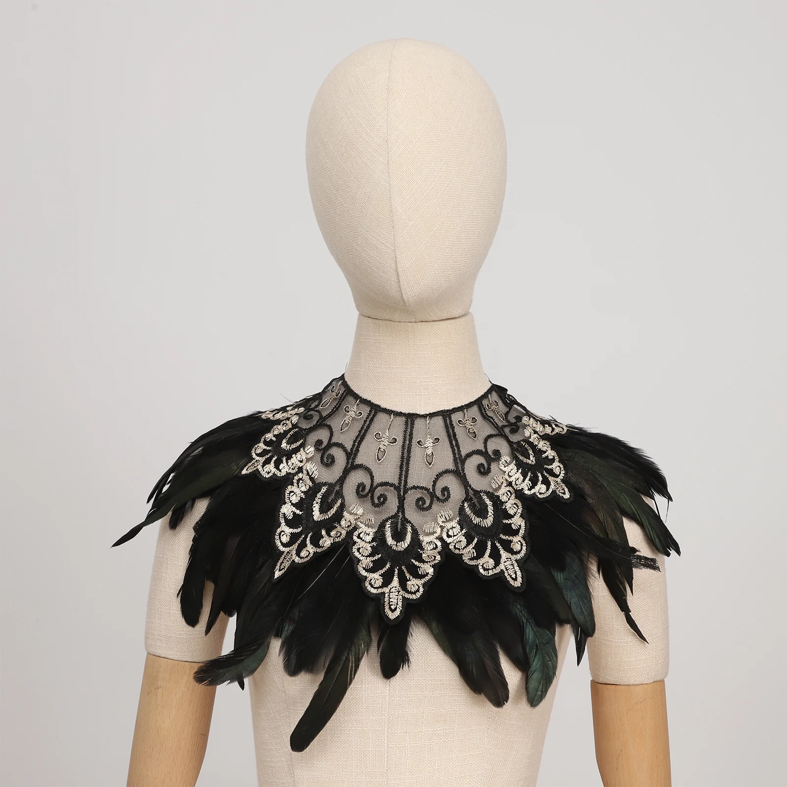 

Halloween Masquerade Feather Shrug Shawl Gothic Punk Feather Cape Self-tied Feather Shrug Shawl Costume Accessory Party Dress Up