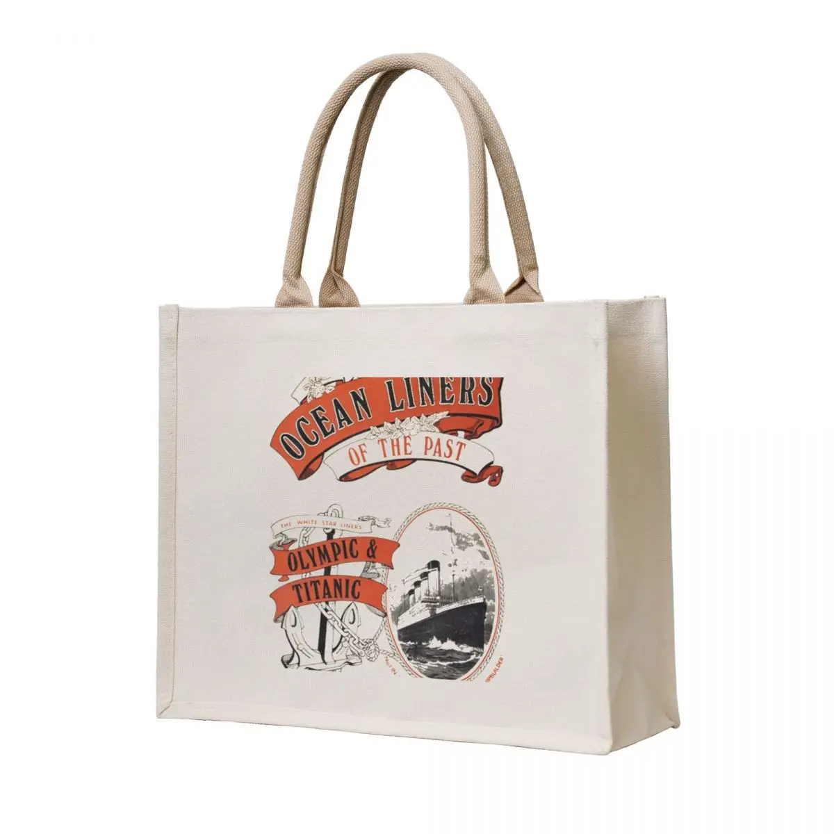

Titanic Sinking Vintage Poster Cruise Ship Atlantic Ocean Voyage Tote Bag canvas shopping bag Woman shopper bag Custom