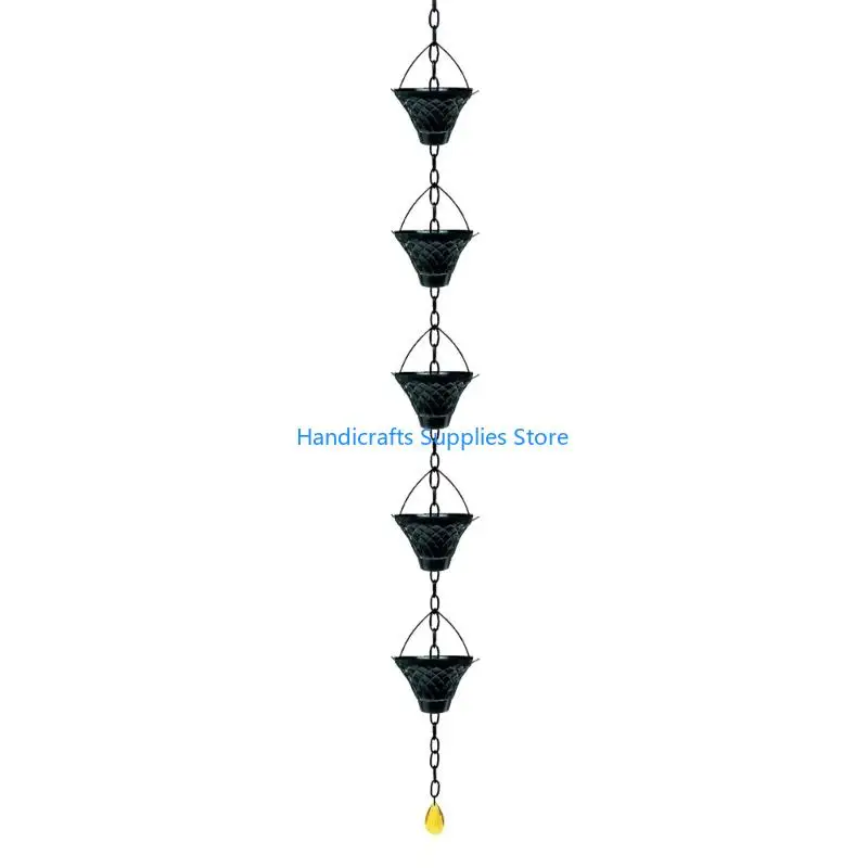 R1WA Artistic Rain Chain Decoration with Antique Bronze Downspout Alloys Rainwater Catcher for Garden Beauty