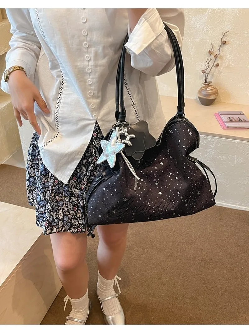 Women Star Pattern Shoulder Tote Bag Large Capacity Casual Hobo Handbag for Daily Work Travel Weekend Use view 2