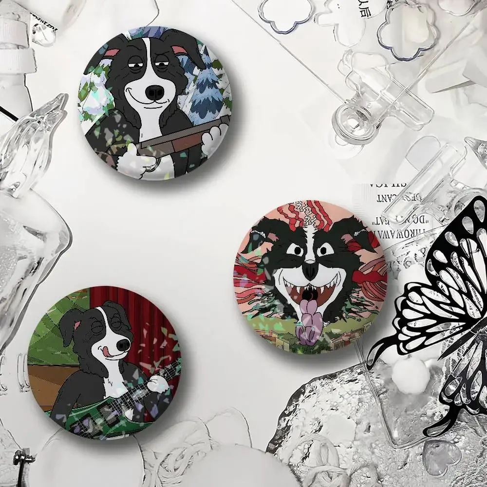 Slasher Sitcom Mr P-Pickles-S Laser Badge Round Exquisite Brooches Creative Pins for Clothes Hat Accessories