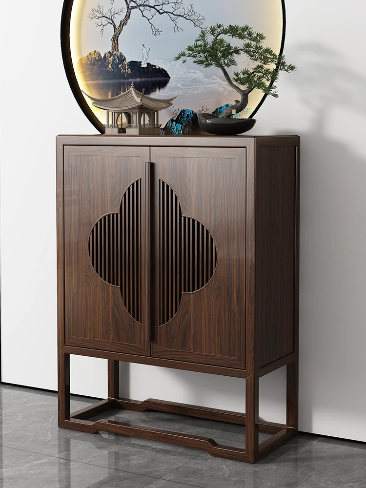 

New Chinese Style Ugyen Wood Sideboard Cabinet Living Room Wall Bright Moon Cabinet Modern Solid Wood Porch Shoe Cabinet