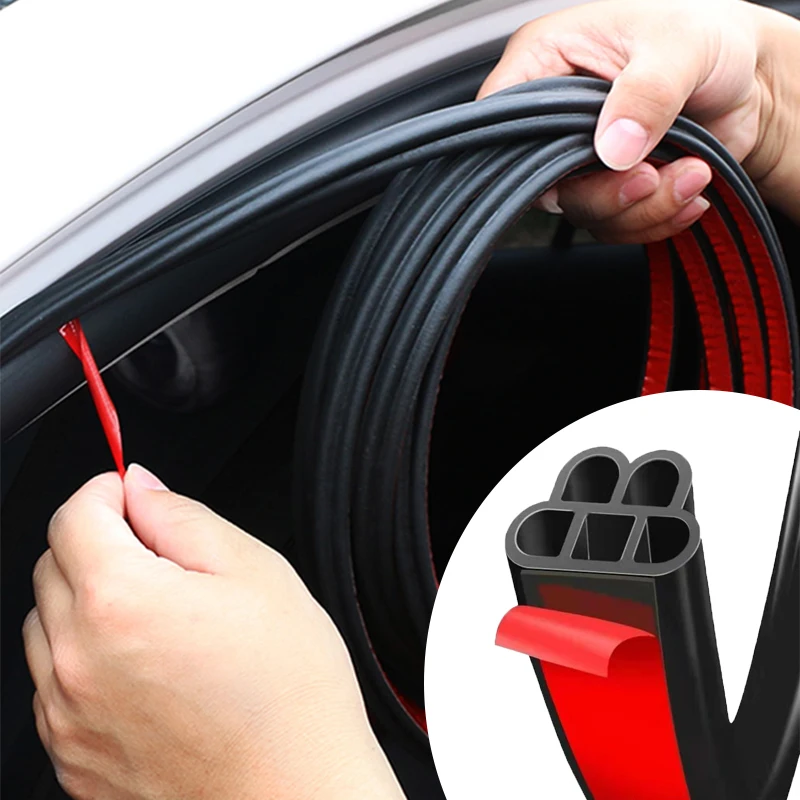 5Meters Double Layer B Shape Car Door Seal Strips Sticker Anti-Dust Soundproof Car Seal Strong 3M Adhensive Rubber Seals Strip