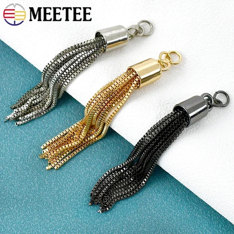 Meetee-Metal Tassel Pendurar Fivela Keychain, Rolha de Corrente, Gancho Pingente, Saco DIY, Acessórios de Hardware, TF004, 95mm, 2 Pcs, 4 Pcs, 10Pcs