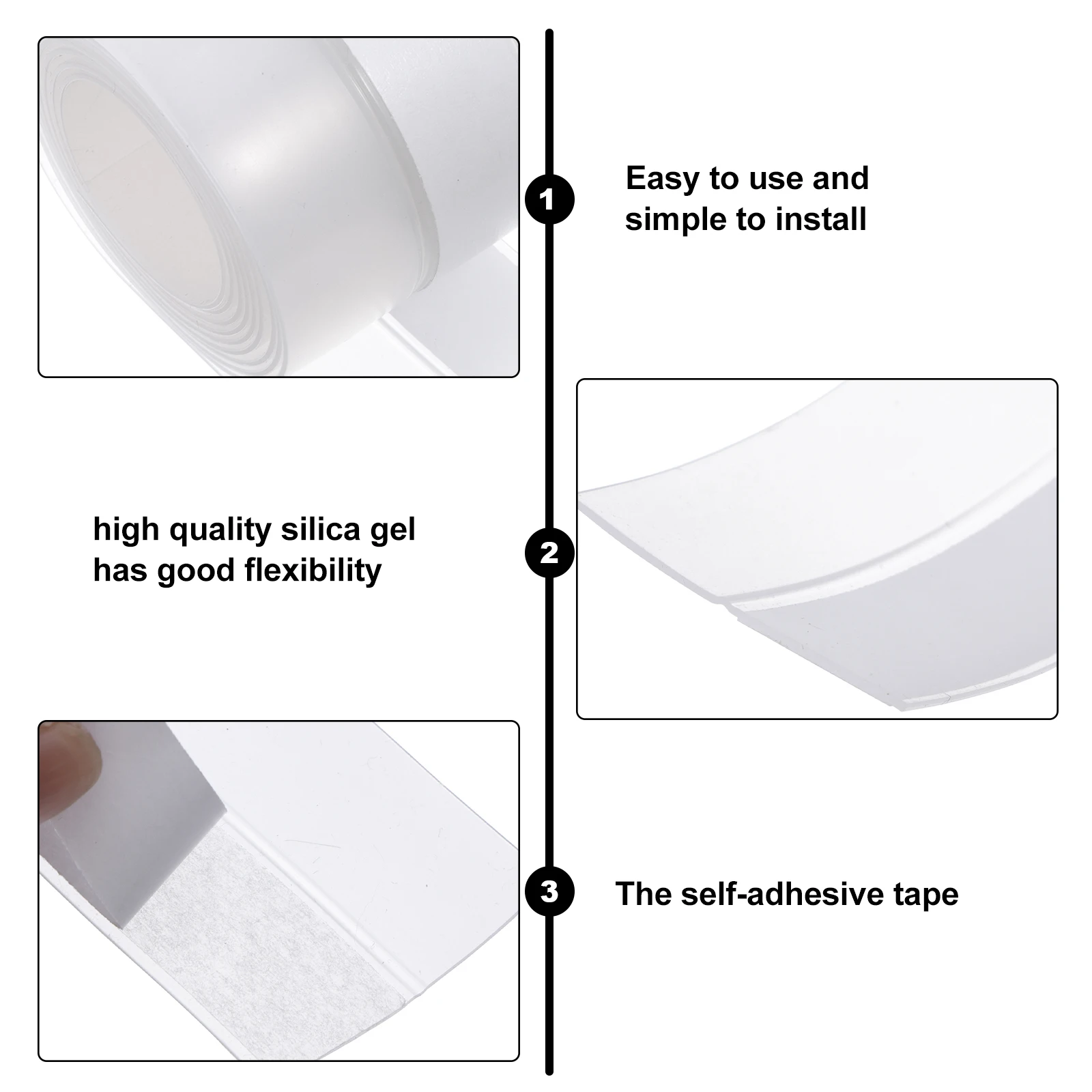 

2pcs Silicone Weather Adhesive Seal Strips Windproof Dustproof Door Window Sealing Noise Reduction Long Lasting For Air