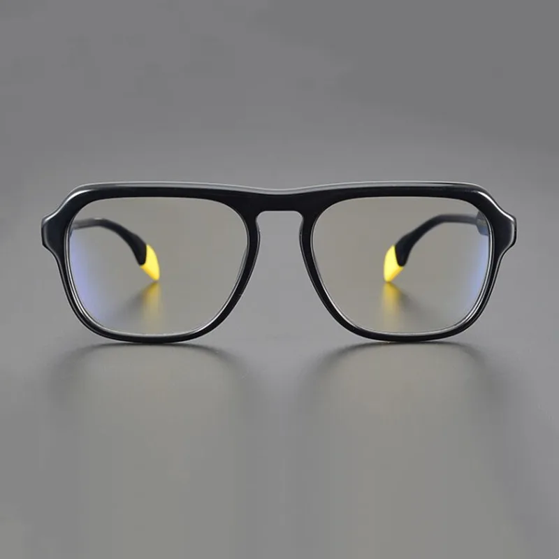 Top designer men's glasses frame Square frame Fashion black frame eyebrow line acetate frame prescription myopia glasses