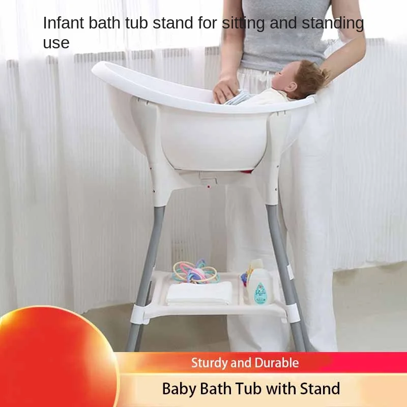 Baby Bath Tub With Stand Sturdy And Durable Non-Slip Design Eliminates Need To Bend Over Thickened Pp Material For Baby Bath