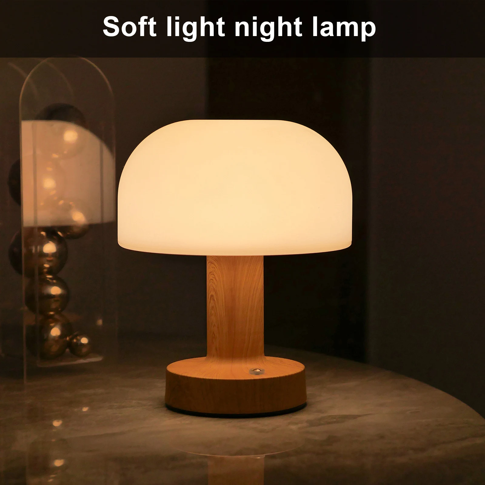 Modern Mushroom LED Table Lamp Retro Touch Control Dimming Night Light Retro Atmosphere Lantern for Home Decor USB Rechargeable