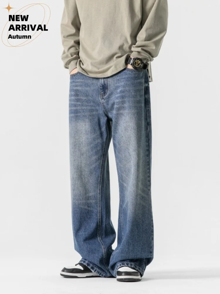 

Autumn New Casual Men's Clothing Jeans Vintage Straight Loose Youth Trousers Harajuku Wide Legs Male Denim Pants