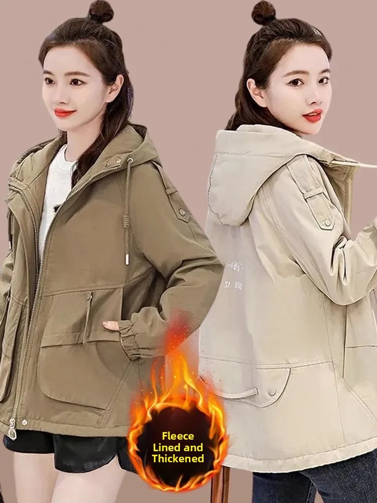 

Women's Fce Lined Parka Coat Casual Warm Cotton Jaet ort Outerwear Trendy Thiened Long Sve Zipper Closure Hoodie
