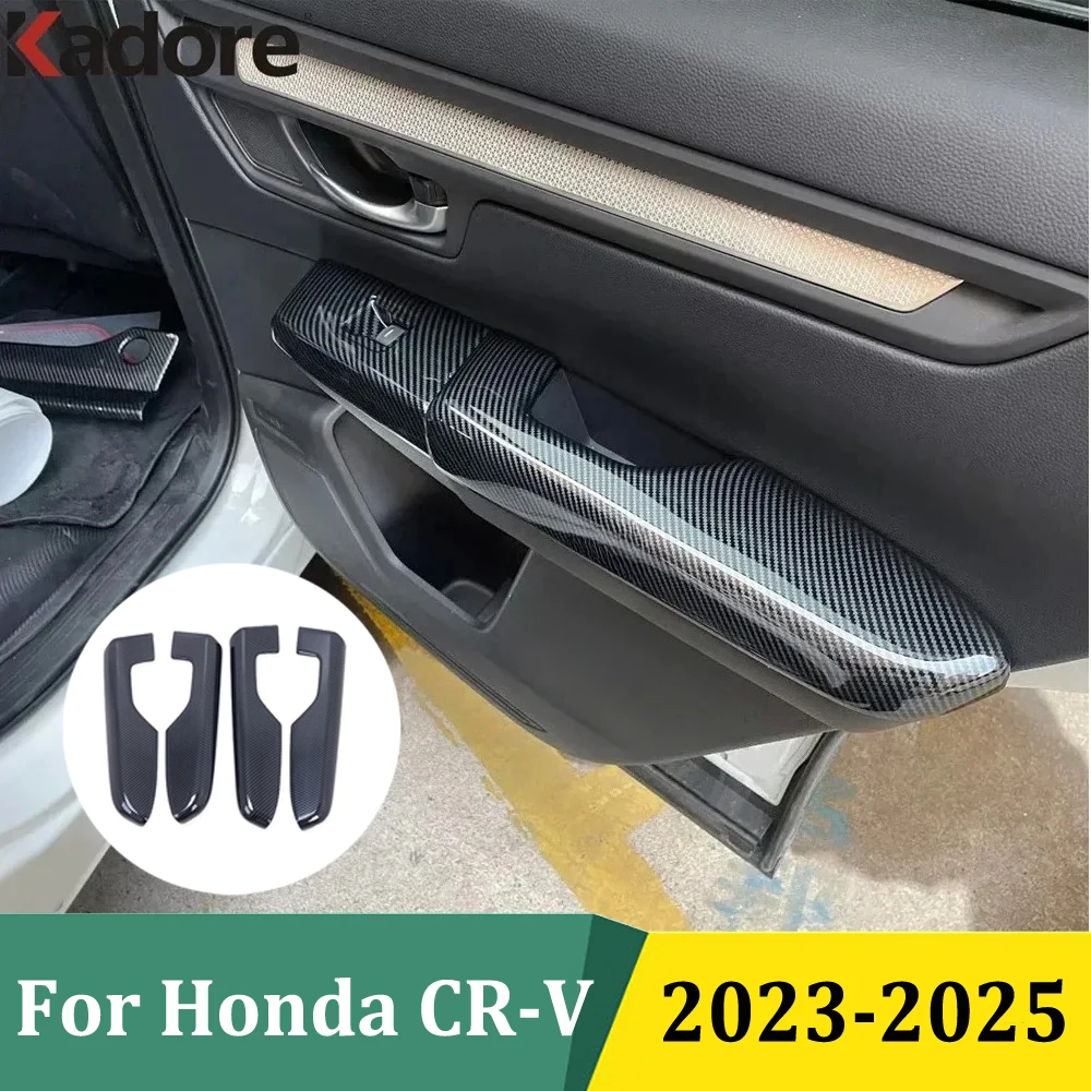 

Для Honda CRV CR-V 2023 2024 2025 ABS углеродное волокно подлокотник задней двери ручка декоративная крышка отделка аксессуары для салона автомобиля