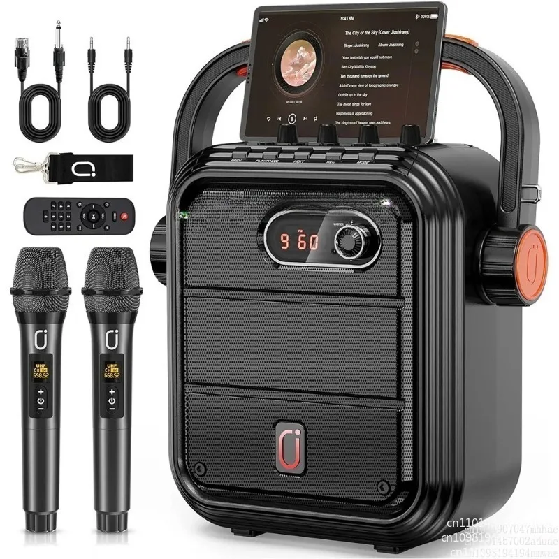 JYX-66BT Portable Bluetooth Dual Wireless Microphone 6.5 Inch Square Dance Card Audio