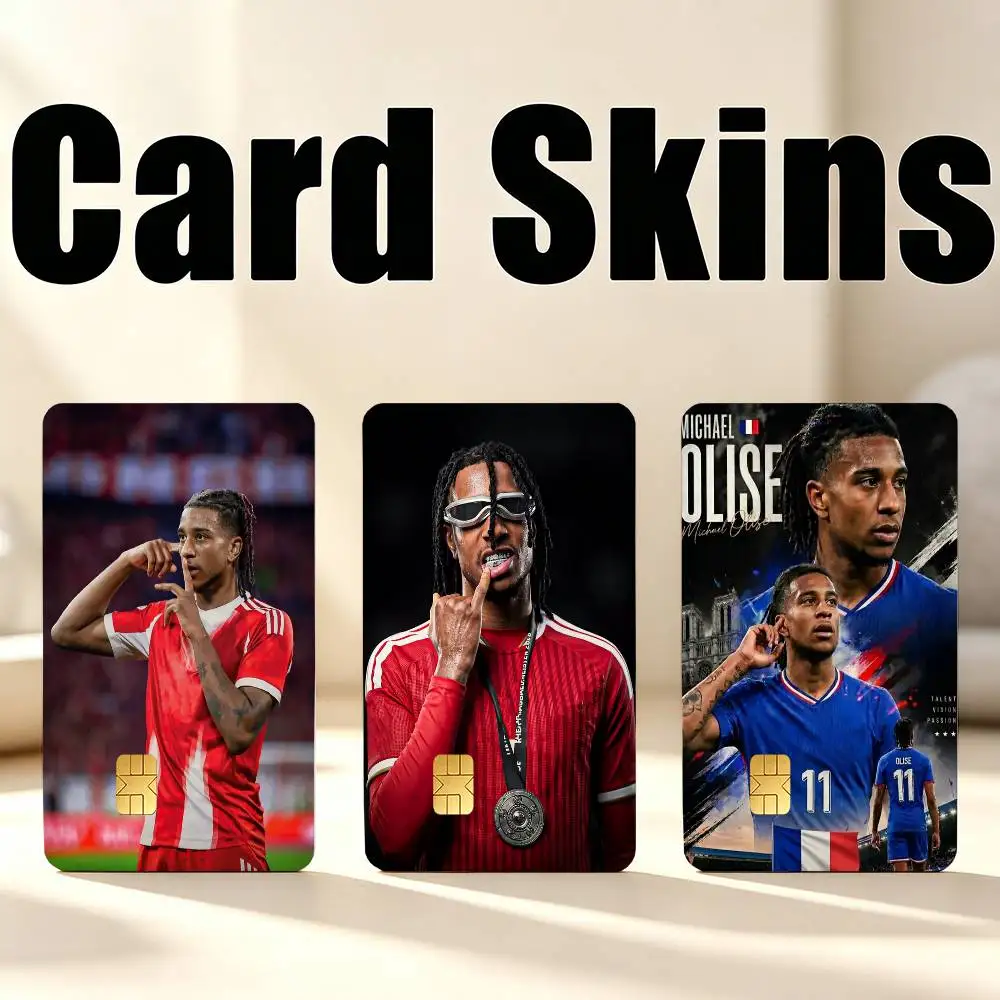 M-Michael O-Olise Football 11 1Set 4Pcs Card Skin Stickers, Waterproof Decorative Film for Credit Debit Bank Bus IC Cards