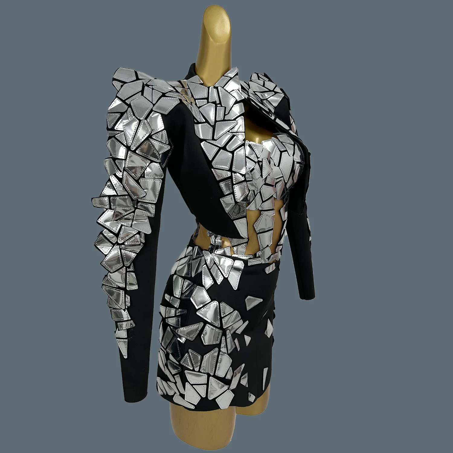 

Cool Girls Set Dance Troupe Costume Sequins Sexy Suit Crop Tops Skirt with Jacket 3Pcs Set Club Show Stage Performance Suipian