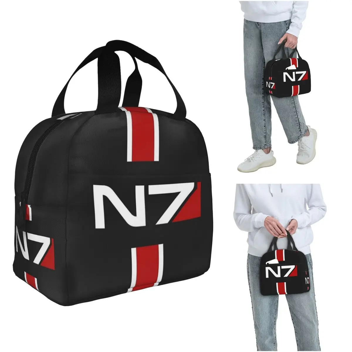 N7 Emblem, Mass Effect Insulated Lunch Bag for Women Children Portable Food Boxes Thermal Lunch Box Tote