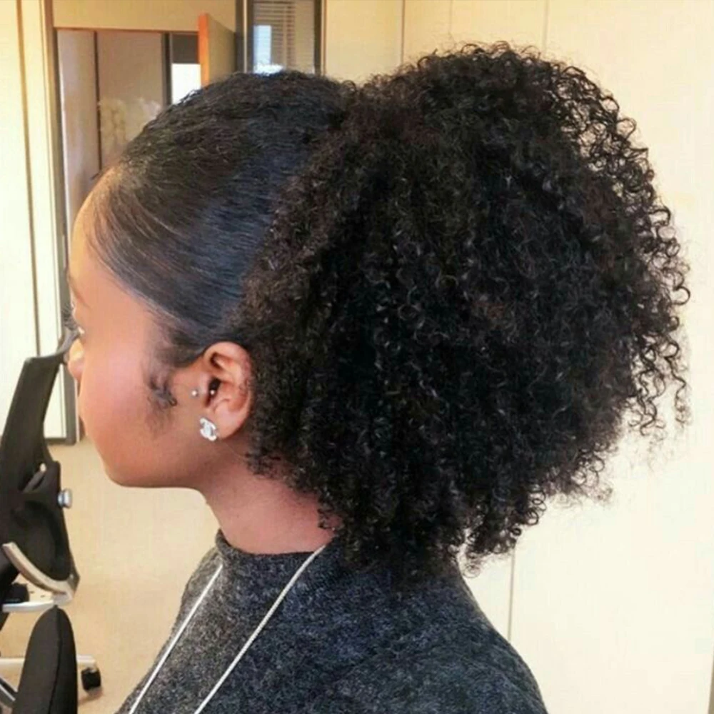 

Ponytail Human Hair Afro Kinky Curly Ponytail Brazilian Drawstring Ponytail Clip In Hair Extensions Remy Human Hair Curly