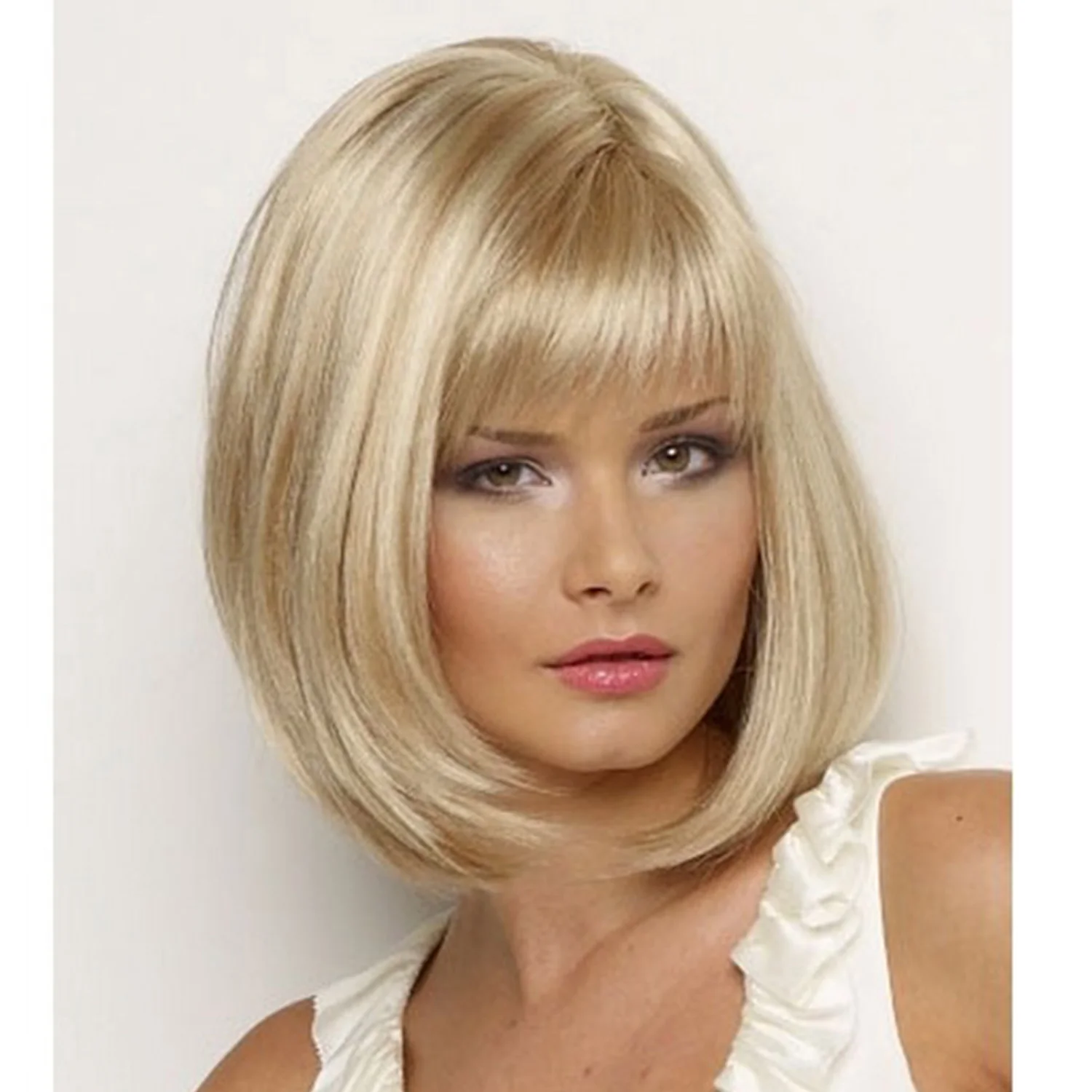 

Short Synthetic Straight Hair Bob Wig for Woman Daily Use Wig Highlight Brown Wigs Hair Heat Resistant