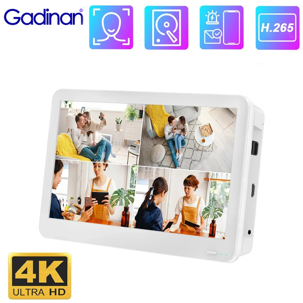 

Видеорегистратор Gadinan Ultra HD 4K, устройство для видеонаблюдения, 12 дюймов, POE, NVR, 8MP4CH/8CH XMeye, P2P H.265