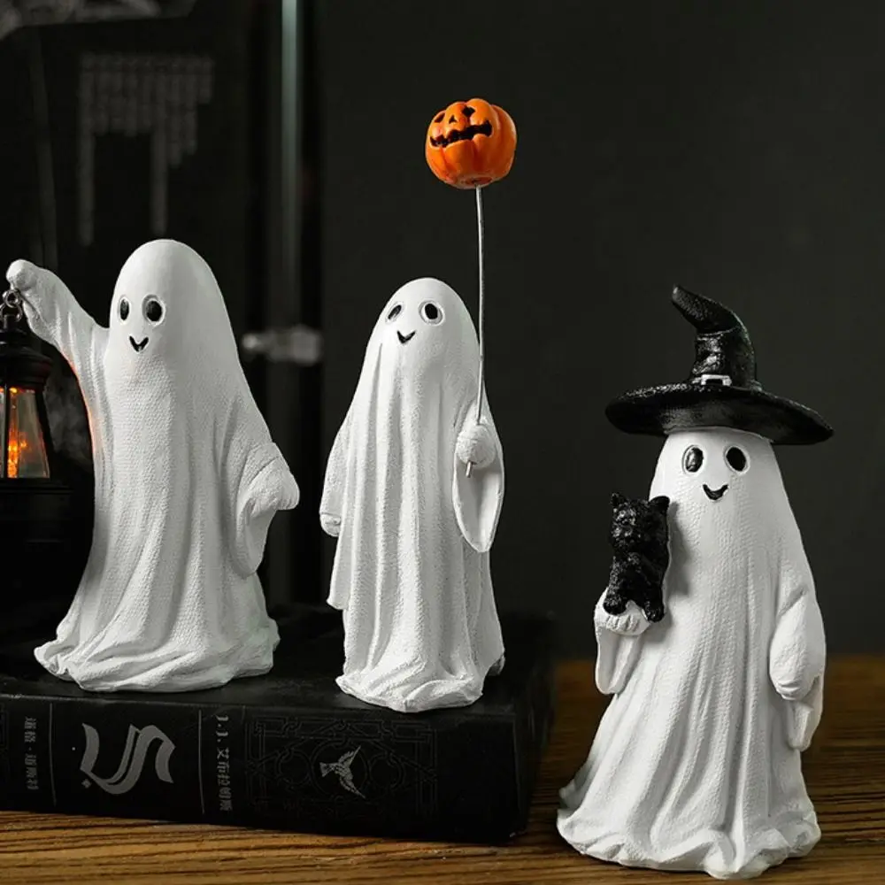 

Ghost Festival Decoration Resin Ghost Pumpkin Figurine Creative Cute Small Sculpture Cartoon Desktop Ornament Yard