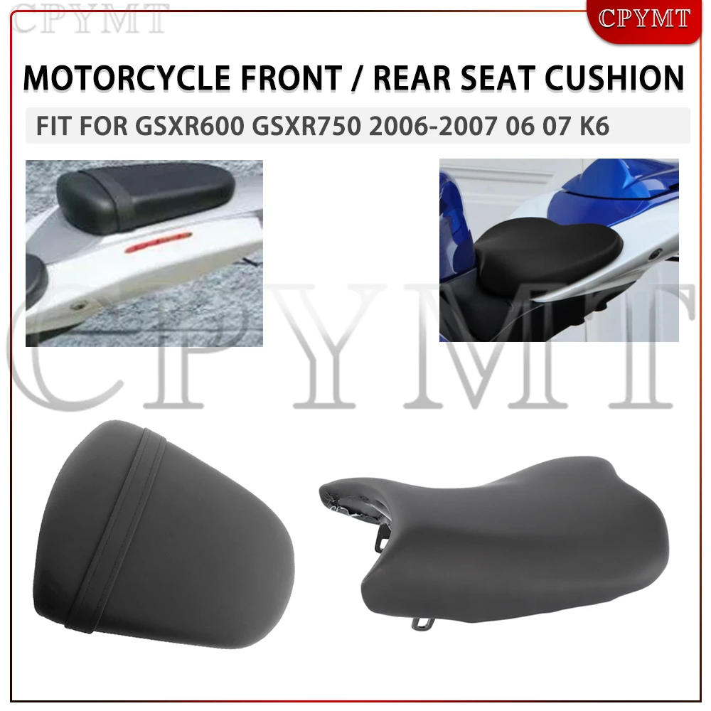 

Motorcycle Black Front Rider Driver Seat / Rear Pillion Passenger Seat Cushion Fit for GSXR600 GSXR750 2006-2007 06 07 K6