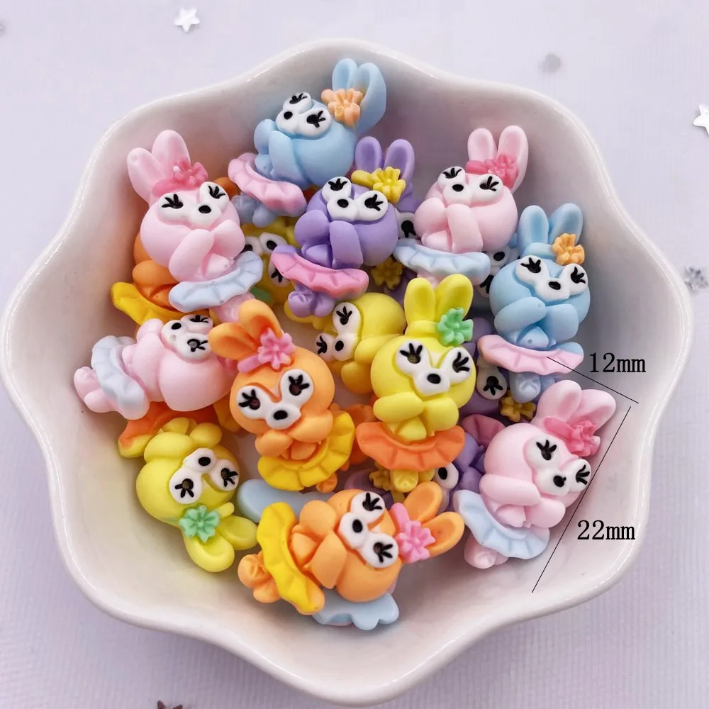 20pcs Colorful Resin Cute Mini Cheerleader Cartoon Rabbit Flatback Cabochon Scrapbook Craft DIY Accessory Home Decor Figurine