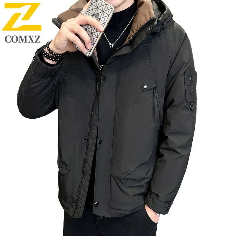 COMXZ Down Jacket 2025 Warm Windproof Outdoor Workwear Skiing Puffer Jacket High-Quality Minimalist Winter Jacket Men's Clothing