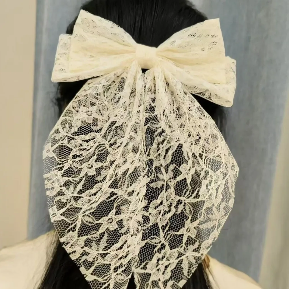 New Cut-out Lace Hair Clip Lace Butterfly Knot Korean Style Spring Clamp Bow Fabric Vintage Hairpin For Women