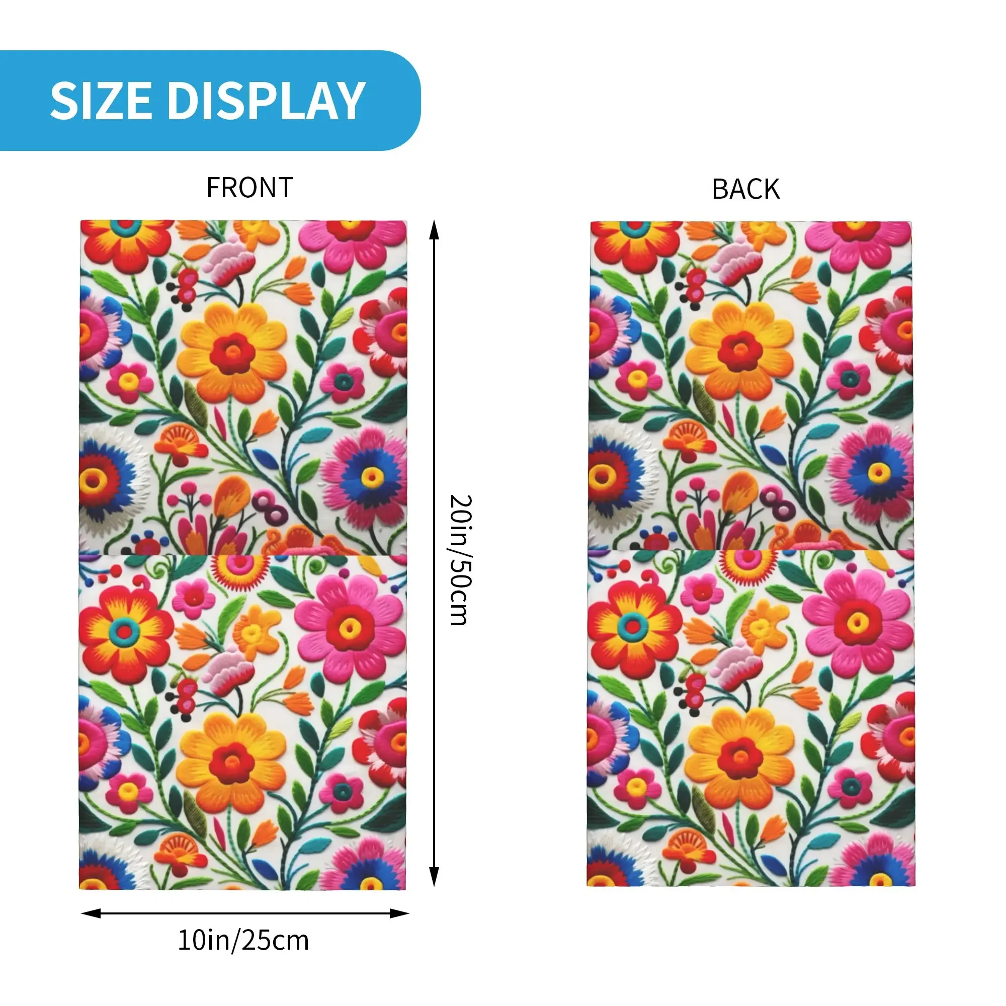 New Mexican Flowers Pattern Bandana Winter Neck Warmer Men Windproof Wrap Face Scarf for Ski  Gaiter Headband