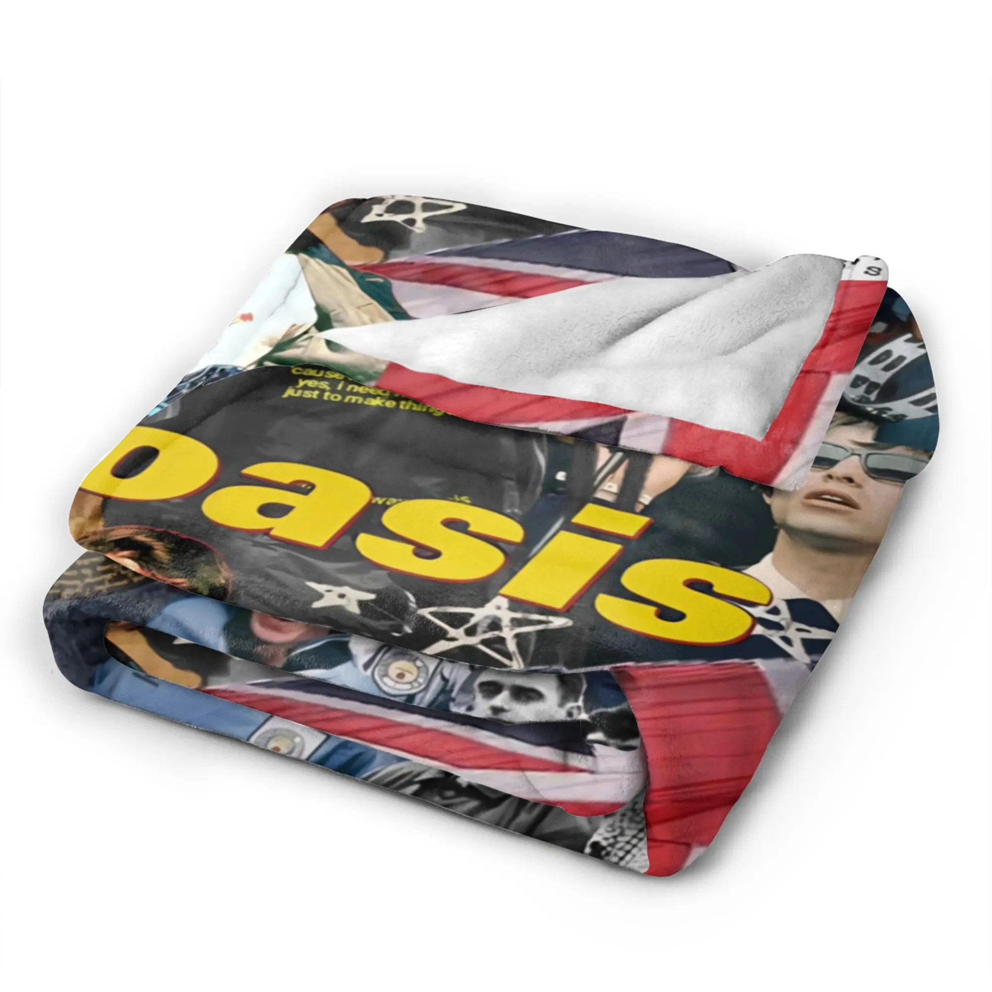 O-Oasis Rock Band Soft Blankets  Children Plush Throw Blanket Funny Couch Chair Flannel Bedspread Sofa Bed Cover