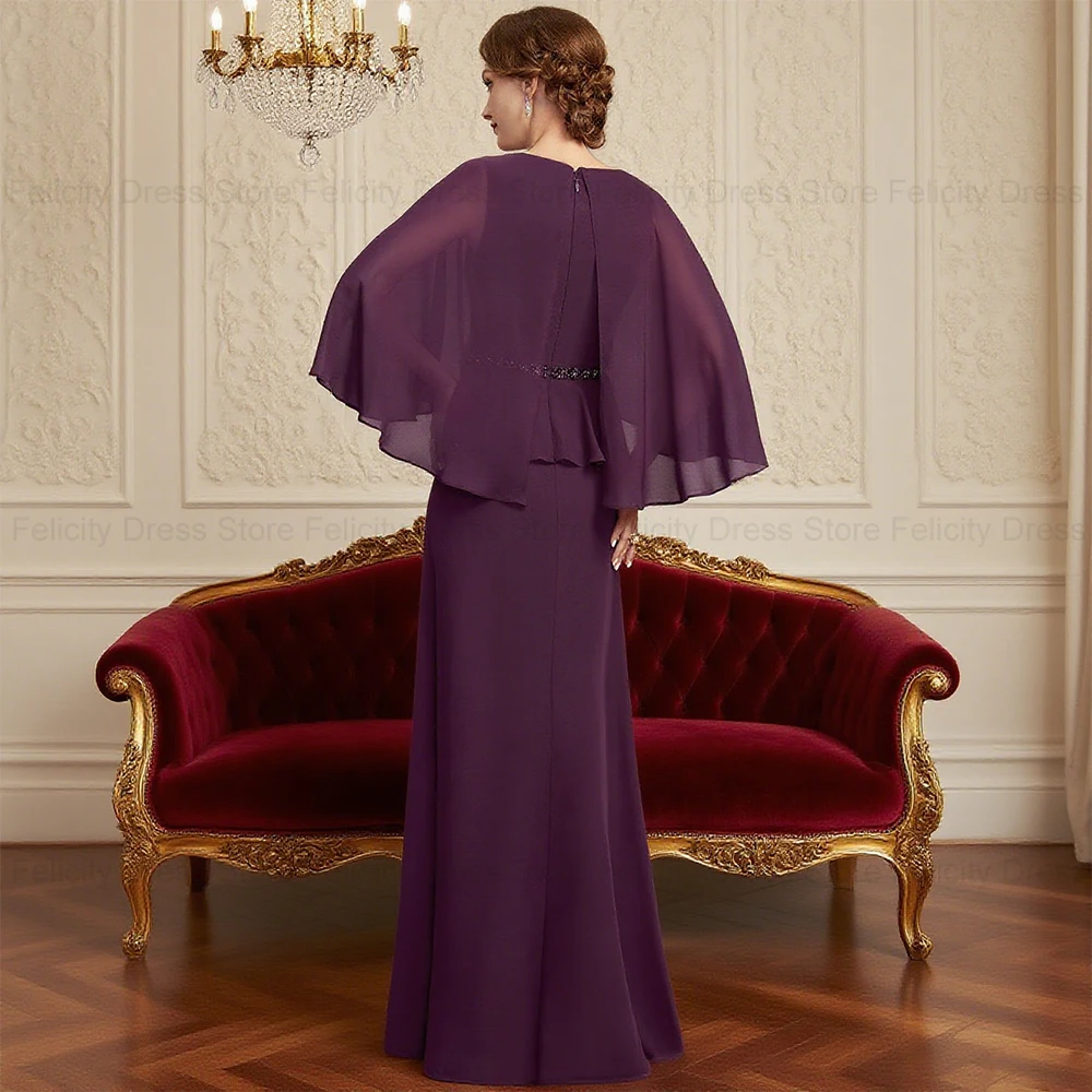 FELICITY Customized Exquisite Mother of the Bride Dress A-Line Scoop Beadings Long Wedding Guest Party Dress Long Evening Gowns