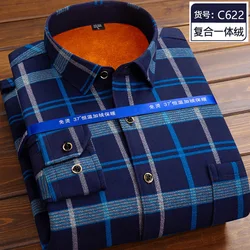 2023 Autumn/Winter New Fashion Plaid Long-Sleeved Shirt Men's Casual Comfort Thickening Thickening High Quality Plus-Size Shirt