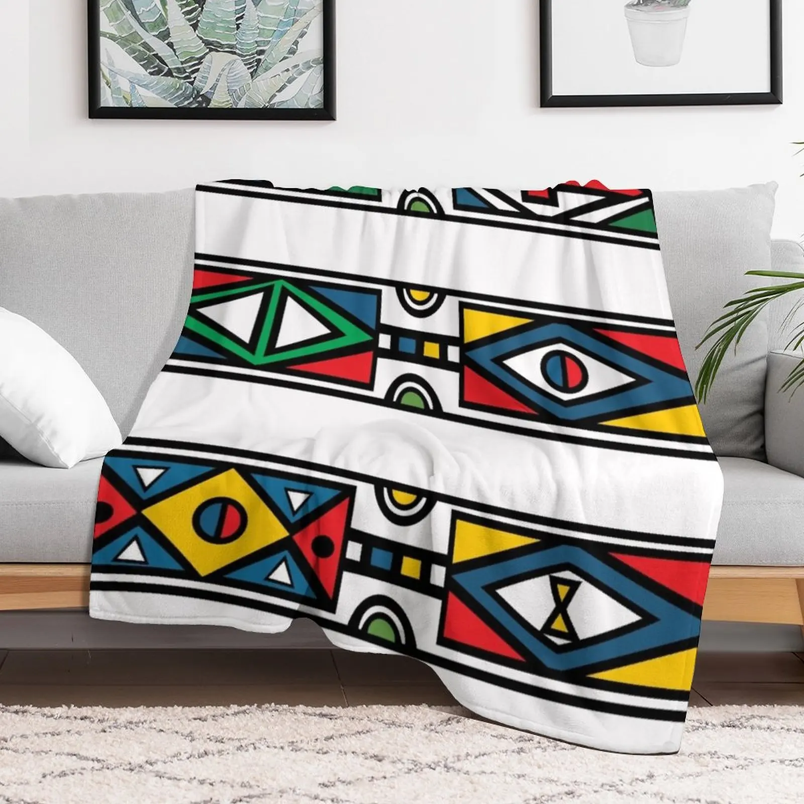 Ndebele Fashion Tribal Pattern African Style Geometry Art Throw Blanket