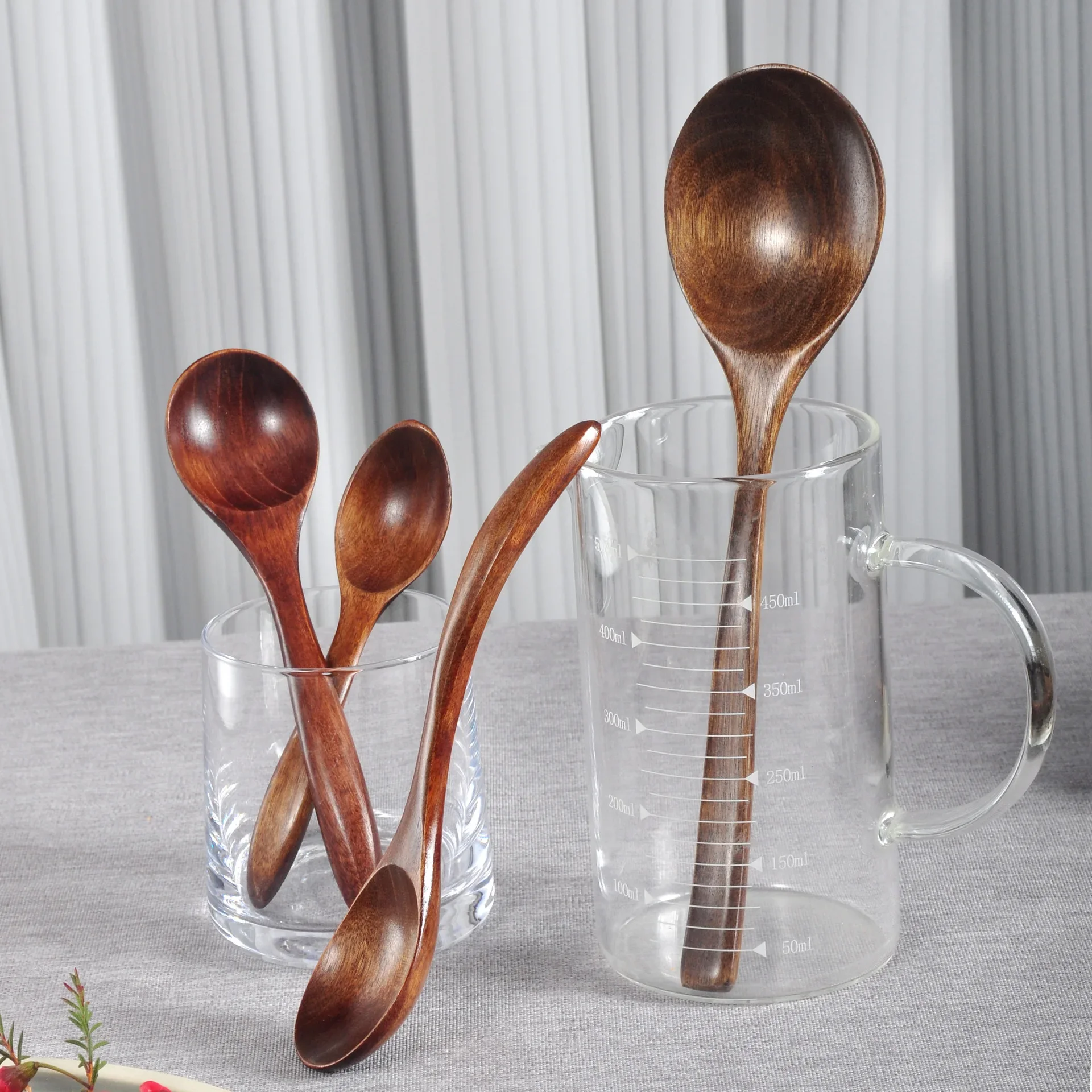 Simple Household Solid Wood Soup Porridge Wooden Spoon Long Handle Spoon Ramen Chinese Style Wooden Eating Spoon