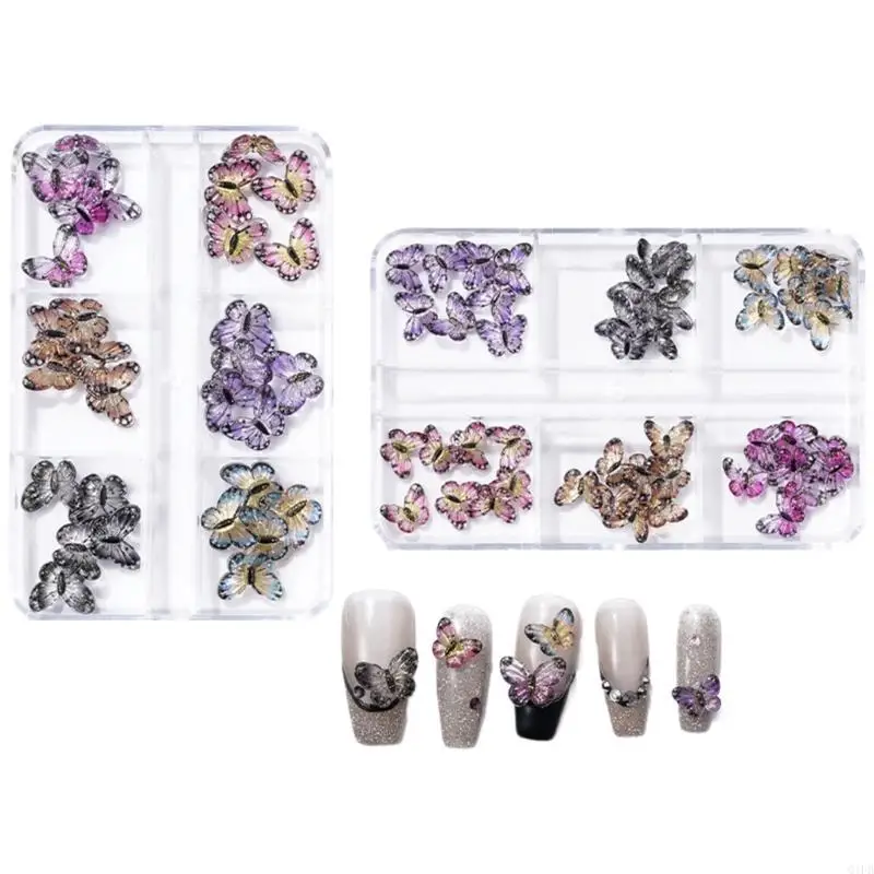 Q1FB 1SET Butterfly Nails Charm for Women and Girls Nails Nails Art Rhinestonshosts Crafts Supplies Sovelizing
