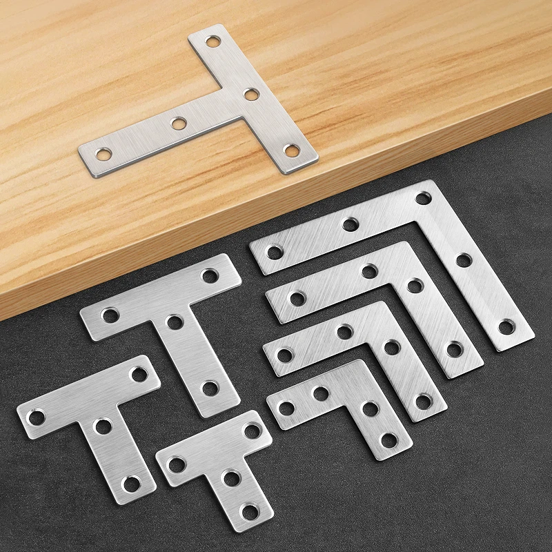 T-Shaped Stainless Steel Corner Code 90 Degree Right Angle Fixed Furniture Connector Board Wood Layer Board Bracket