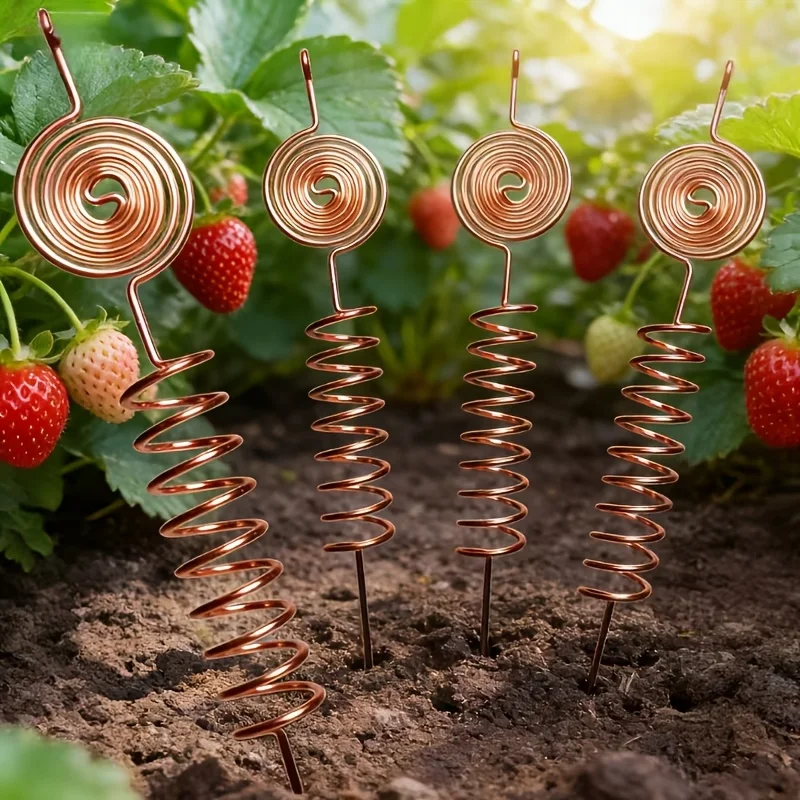 Kit de antena de jardim em cobre galvanizado premium, suporte de plantas em cobre - suporte de jardim robusto e durável com design de bobina de antena