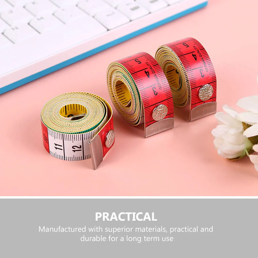 

Colorful Snap Button Tape Measure Portable Flexible Sewing Measuring Tool Body Measuring Tape Wear-Resistant Lightweight