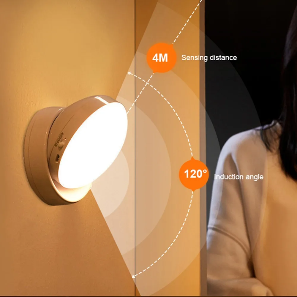 LED Night Light USB Charging Intelligent Human Induction for Bedside Cabinet Home Kitchen Wardrobe Lighting Motion Sensor Light