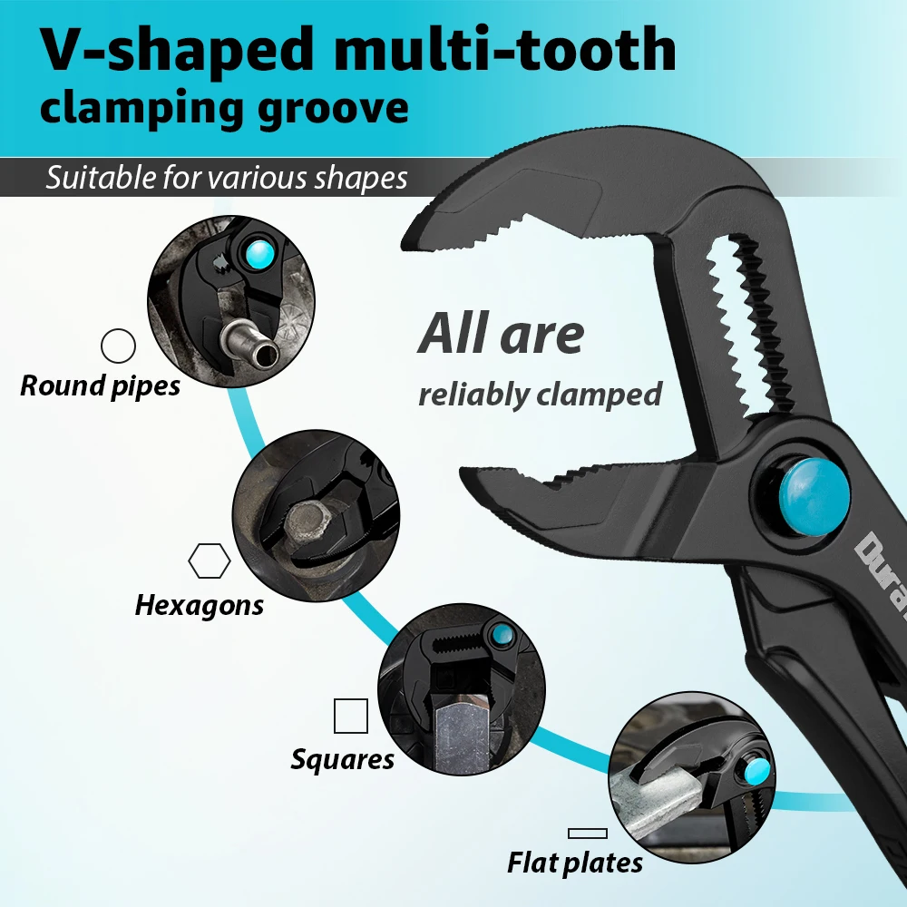 DURATECH Mini Water Pump Pliers 4-Inch Groove Joint Fast Adjustable 15-Position Push-Lock V-Jaw for Tight Spaces view 4