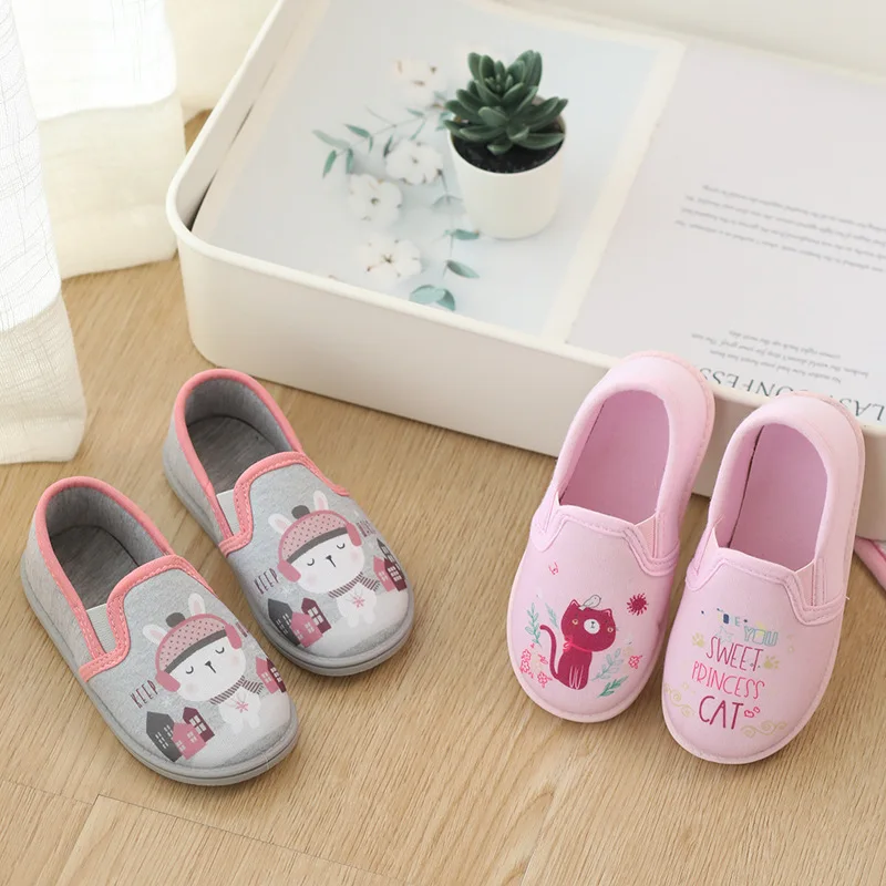 Autunno inverno Sweet Girls Boys Home pantofole antiscivolo bambini bambini Cute Cat Indoor Floor scarpe morbide calzature piatte Zapatos