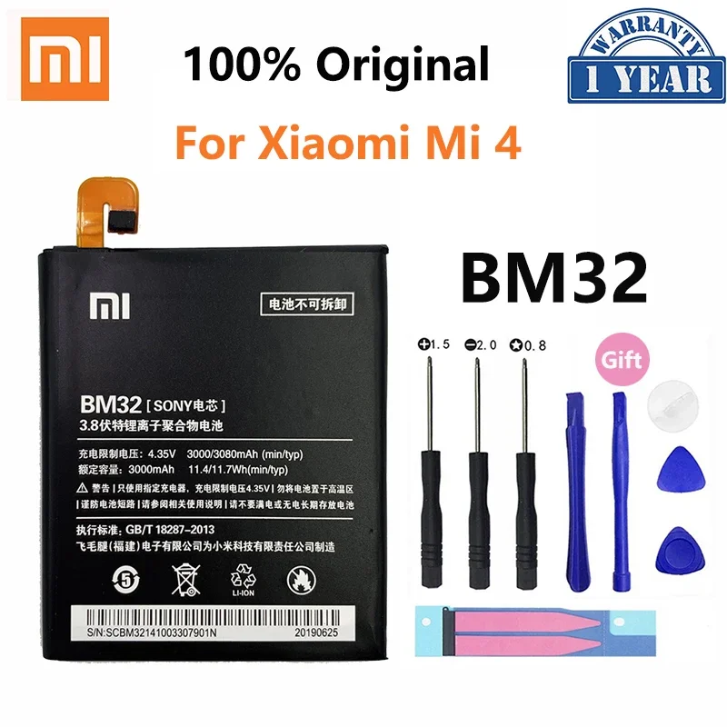 

Xiao Mi Original Phone Battery BM32 For Xiaomi Mi 4 Mi4 M4 High Quality 3000mAh Phone Replacement Batteries