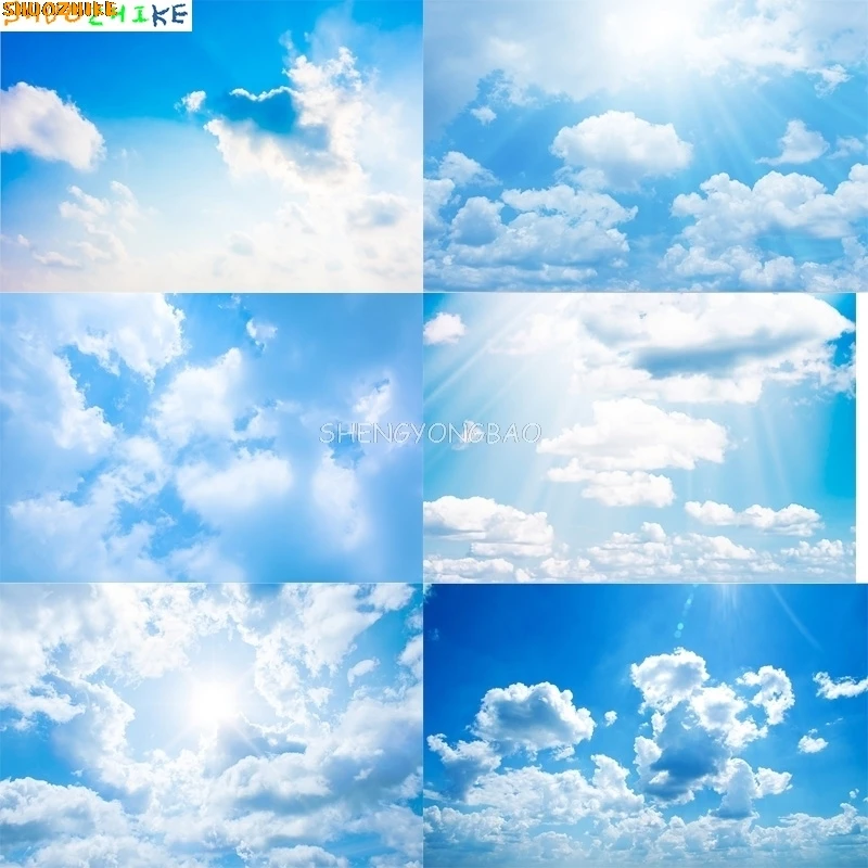 

Aerial View White Clouds Blue Sky Photography Backdrops Abstract Peaceful Dove Stairway Heaven Path Photo Background KY-02