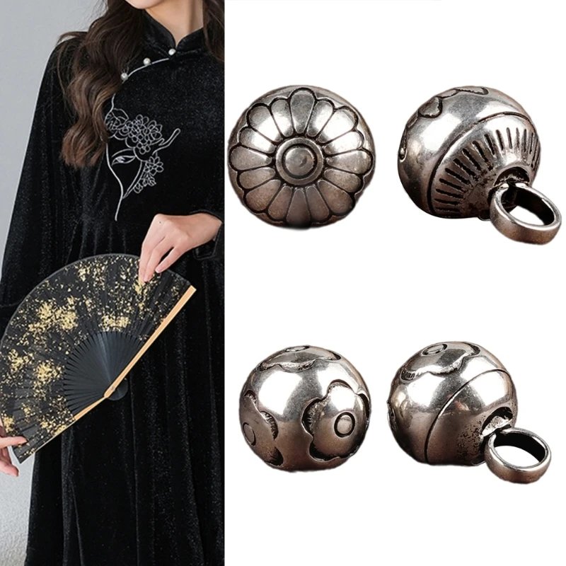 

Metal Bead Button with Silver Plating for Cheongsam Chinese Costume Bead Buckle Solid AND Carved Elegant Clothing Decors