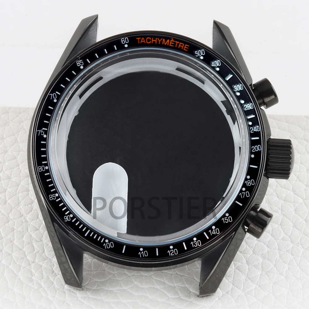 40mm  Men's Case Black Silver Bezel For Speed Master VK63/VK64 Quartz Movement 32.5mm Dial Chronograph Solid Steel Watch Strap