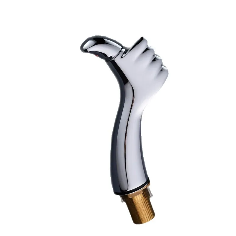 

Brass Bathroom Basin Faucet Hot and Cold Water Faucet Silver Creative Single Hole Single Holder Mixer Tap