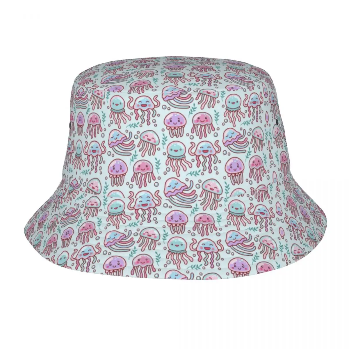 Fashion Jellyfish Cartoon Pattern Bucket Hats for Men Women Print Summer Beach Sun Fisherman Cap