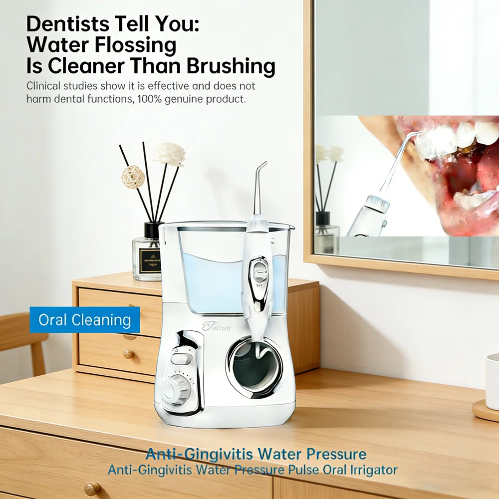 

800ML Large Water Tank Oral Irrigator Electric Dental Flosser 10 Modes 5 Nozzles Desktop Oral Care Tool