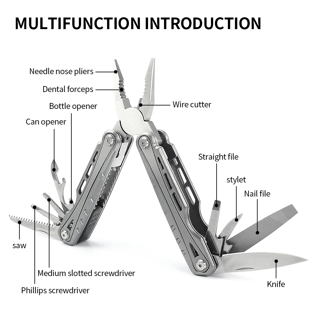 Tunafire Multi Tool Plier Multifunctional Cable Wire Cutter Outdoor Portable Tactical Camping Plier Folding Knife Pliers Kit